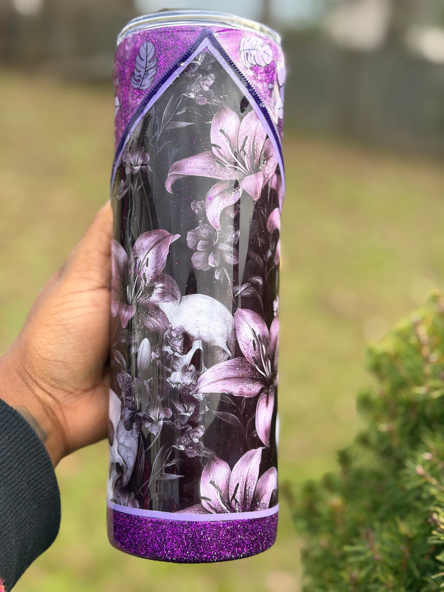 30oz Purple Skulls Zipper Tumbler