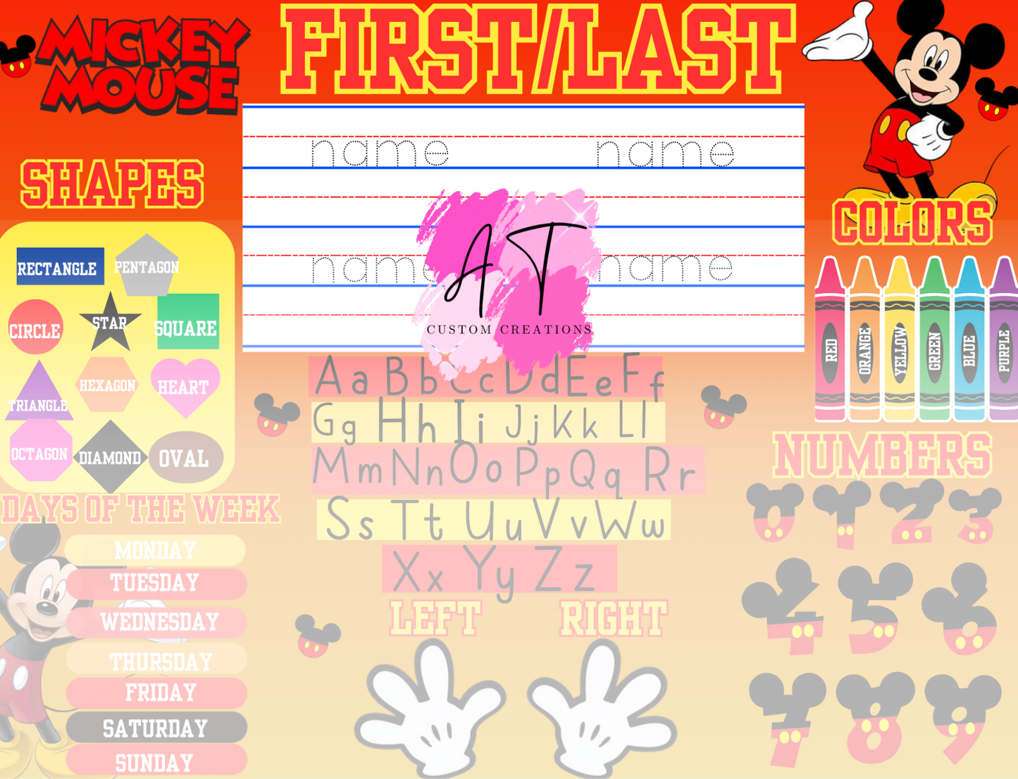 mickey learning table template