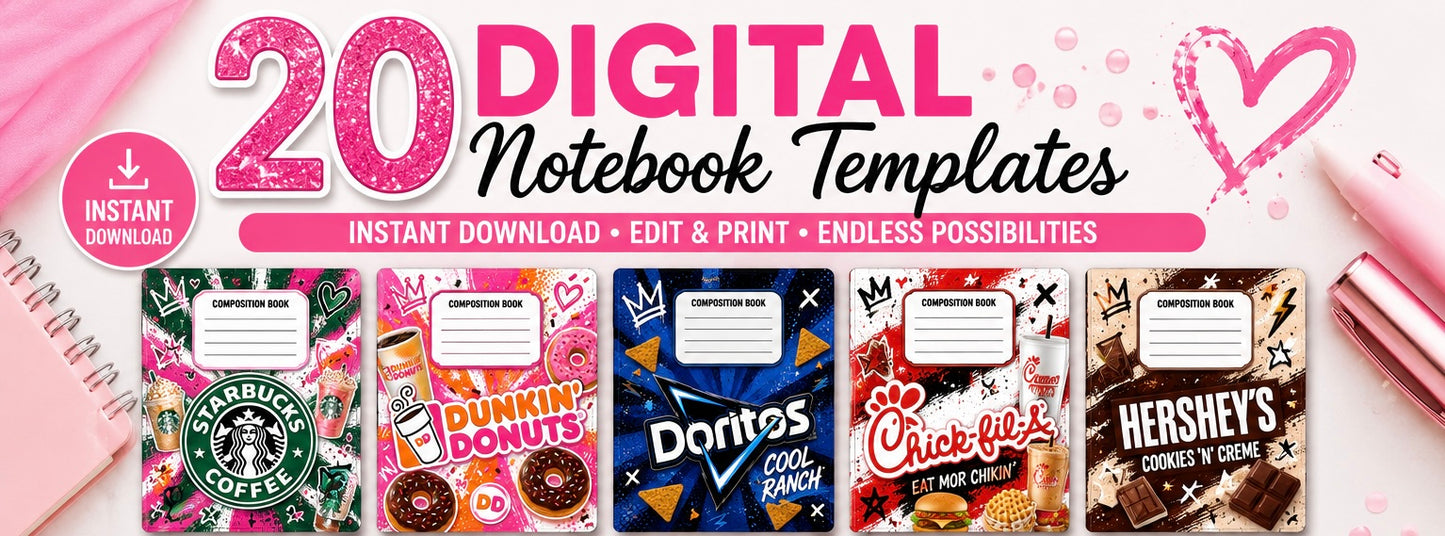 Snack themed notebook templates