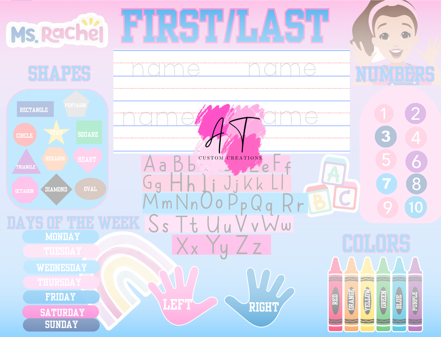 Kids character themed learning table TEMPLATES