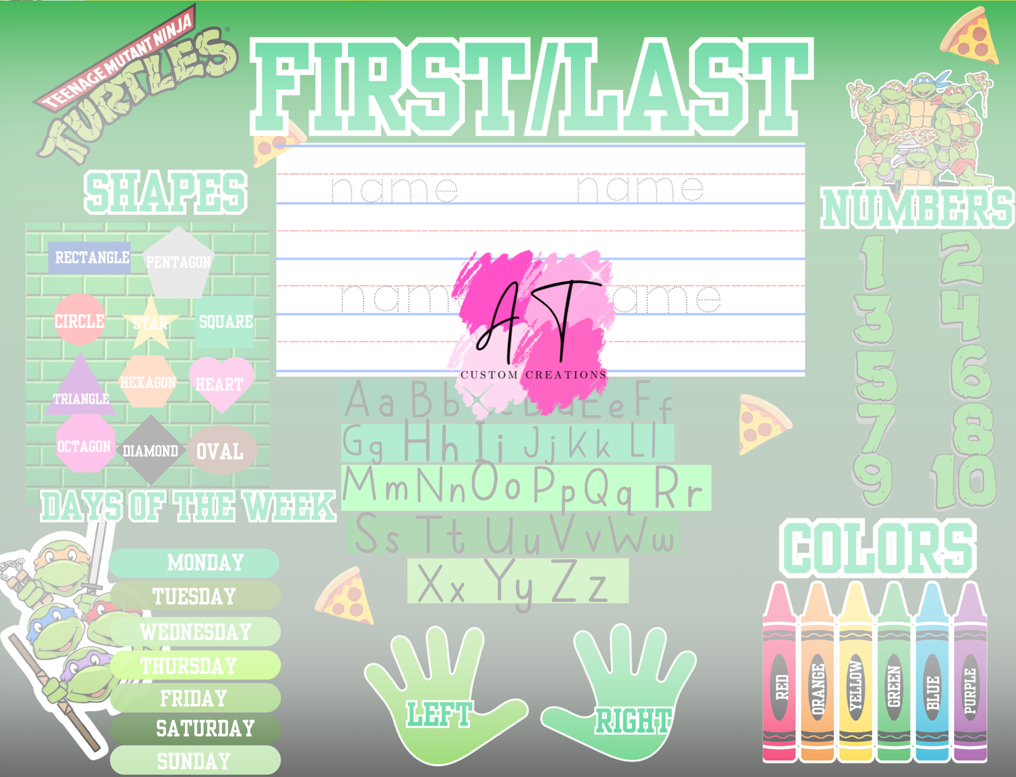 Kids character themed learning table TEMPLATES