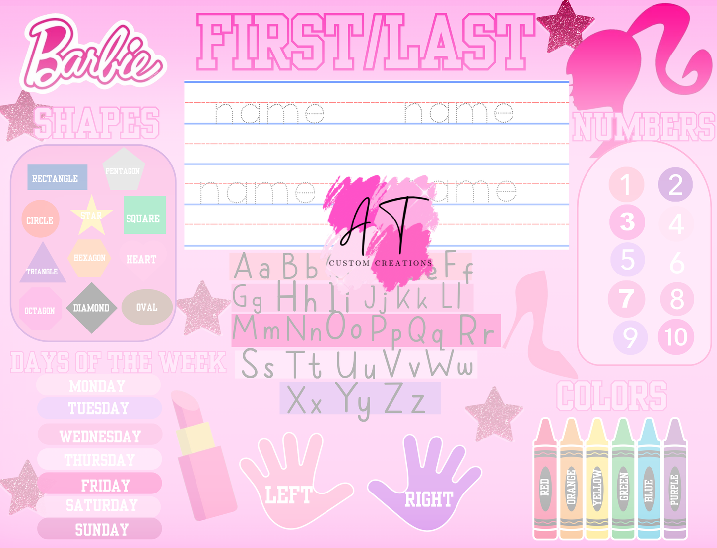 Kids character themed learning table TEMPLATES