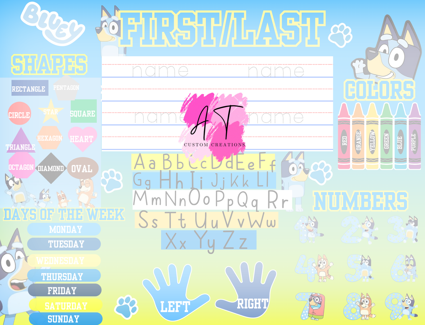 Kids character themed learning table TEMPLATES