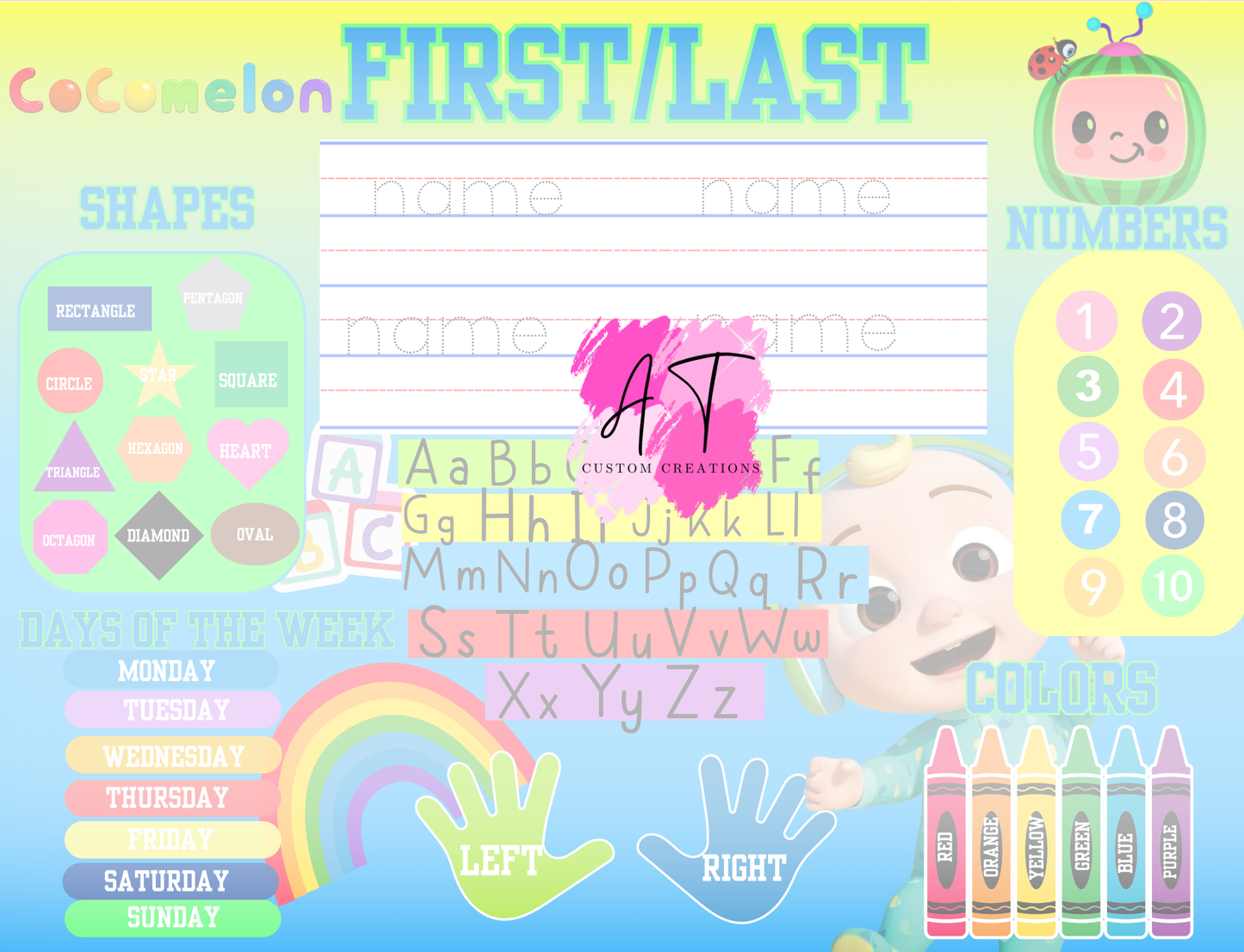 Kids character themed learning table TEMPLATES
