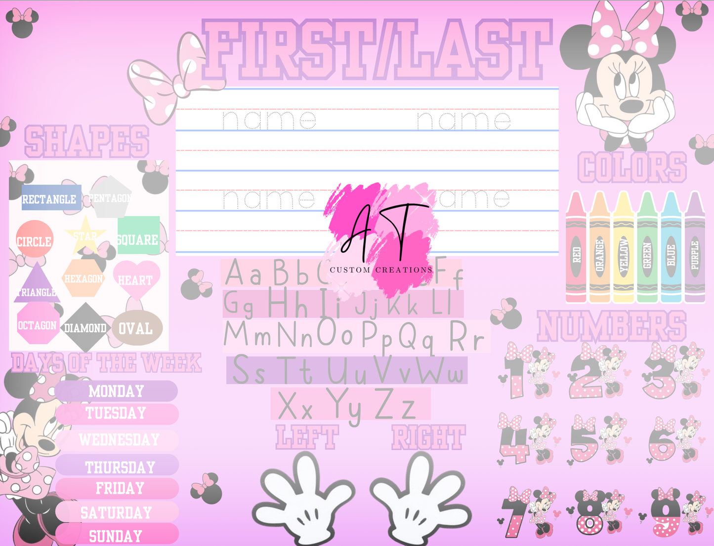 Kids character themed learning table TEMPLATES