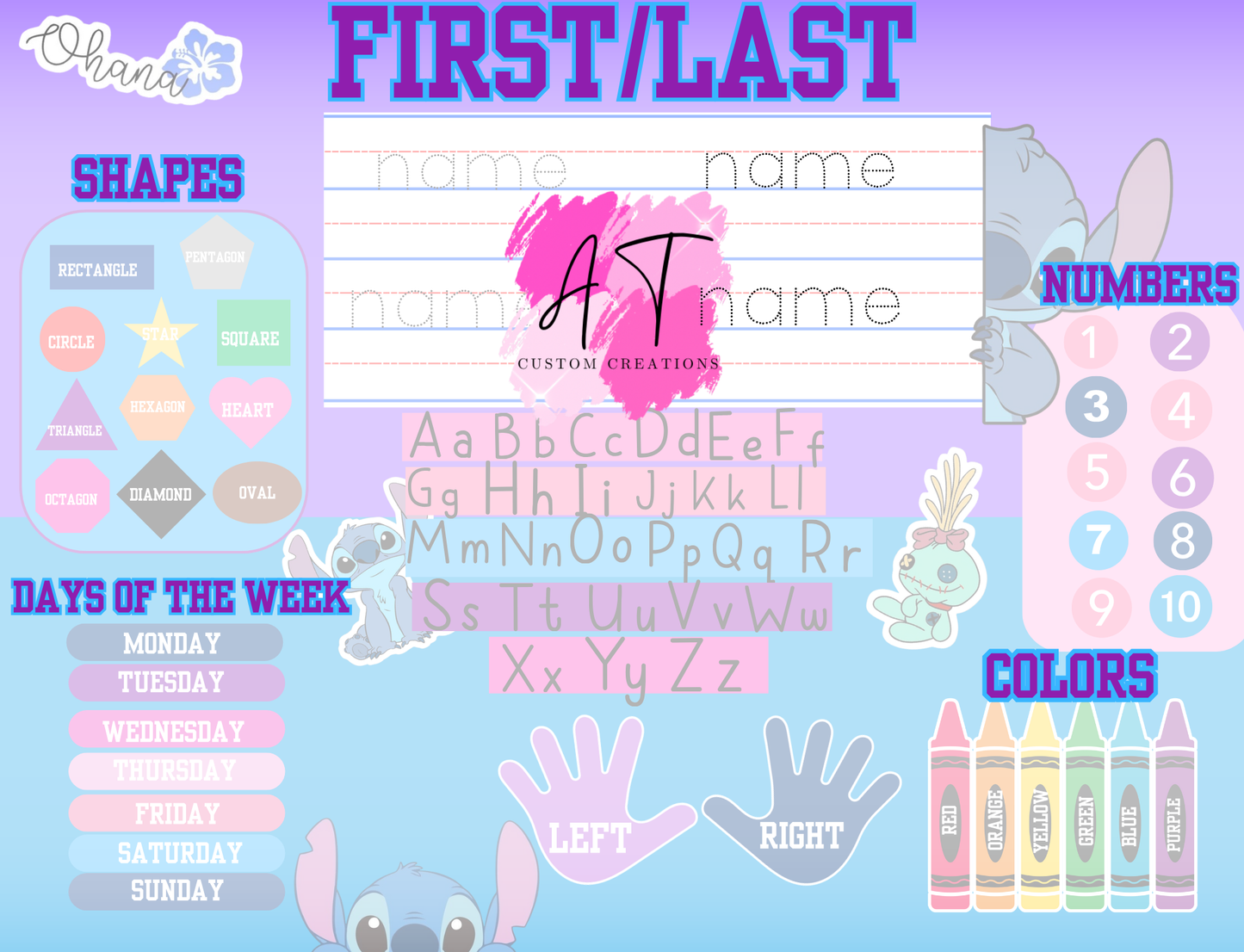 Kids character themed learning table TEMPLATES