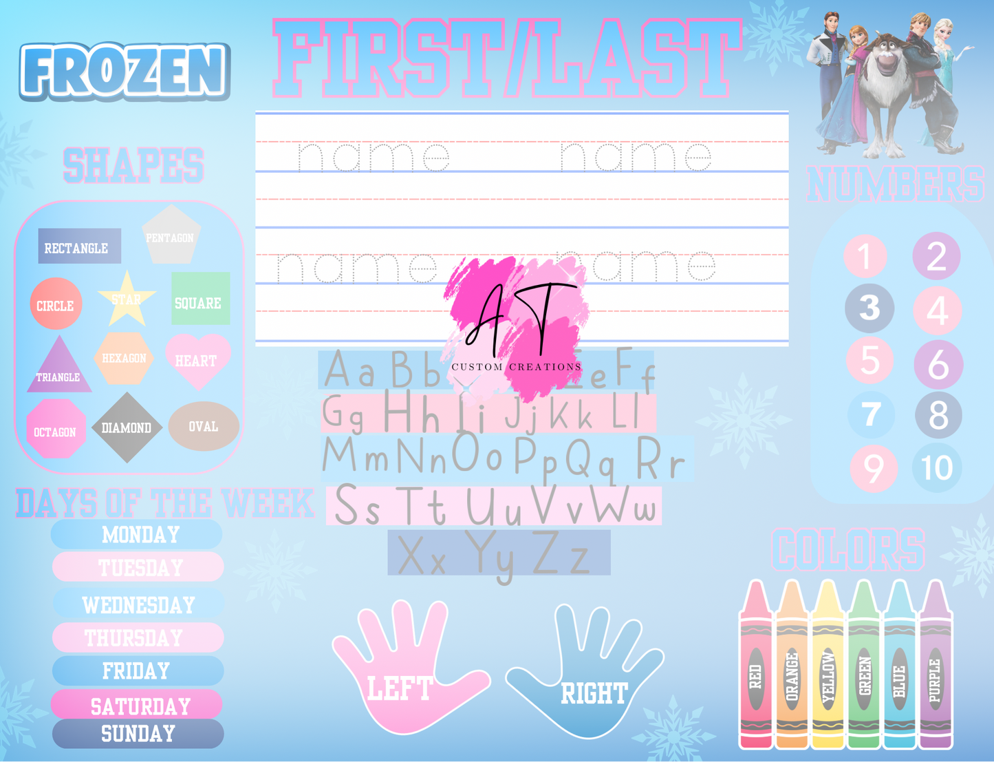 FROZEN learning table template