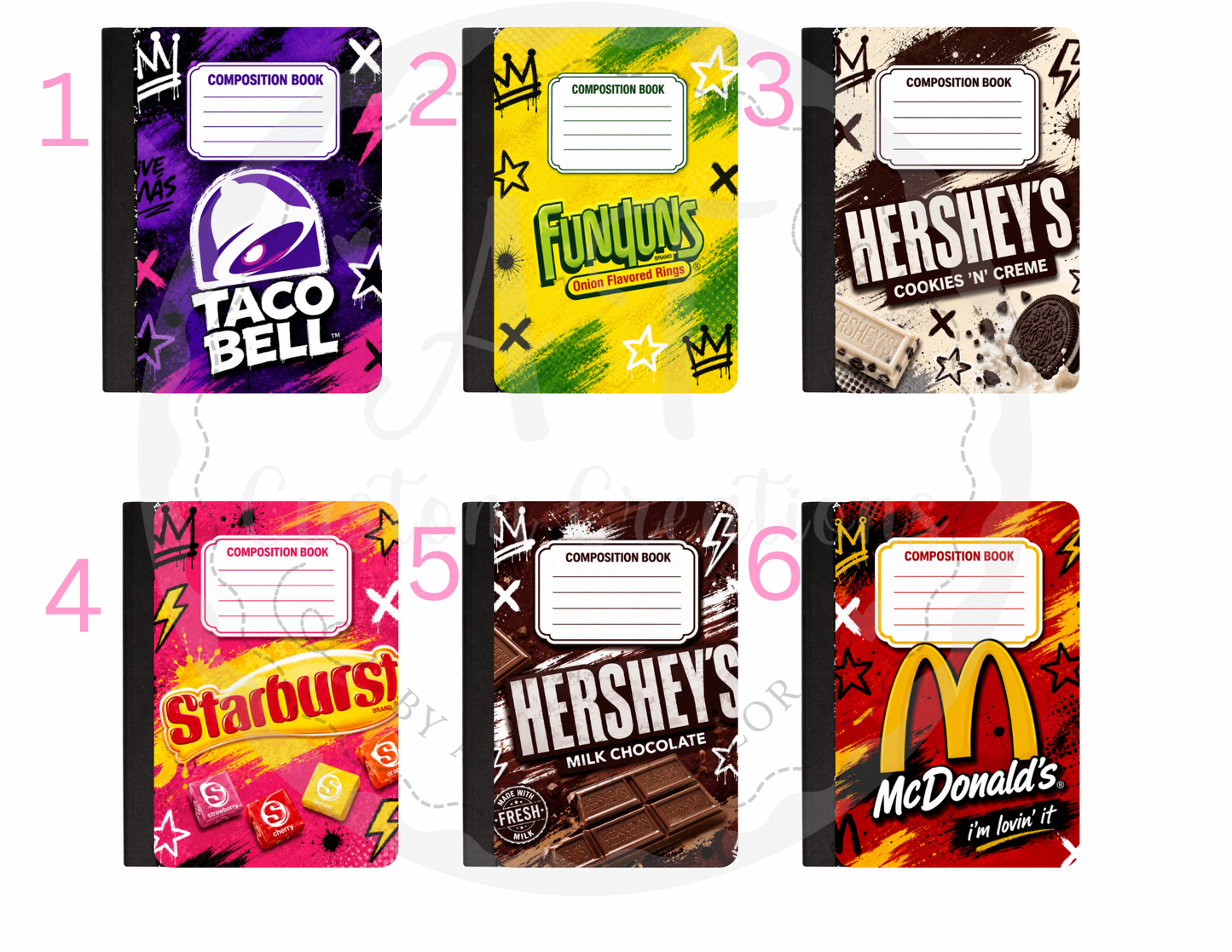 Snack Themed Composition notebooks