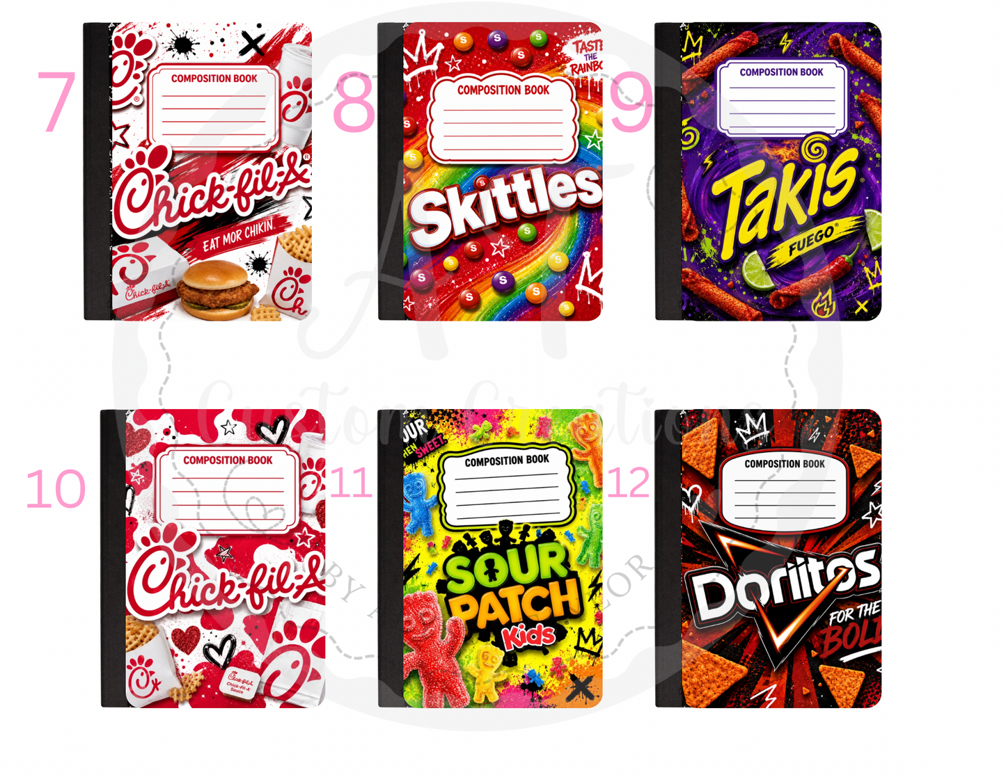 Snack Themed Composition notebooks